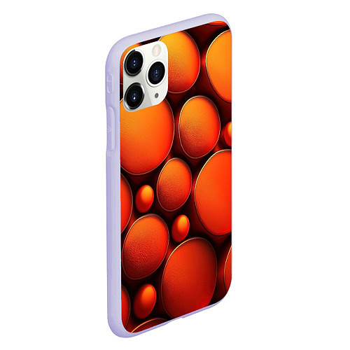 Чехол iPhone 11 Pro матовый Оранжевы е круглые плиты / 3D-Светло-сиреневый – фото 2