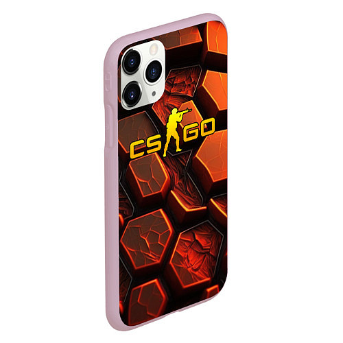 Чехол iPhone 11 Pro матовый CS GO orange logo / 3D-Розовый – фото 2
