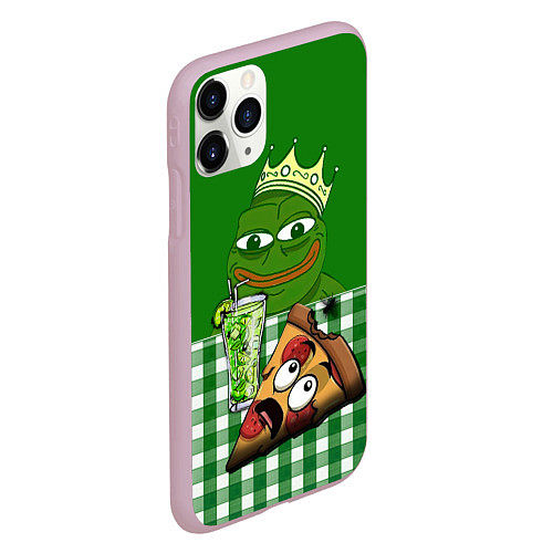 Чехол iPhone 11 Pro матовый Pepe King with pizza / 3D-Розовый – фото 2