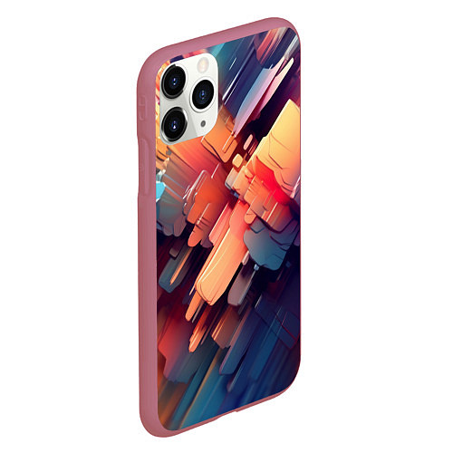 Чехол iPhone 11 Pro матовый Цветная абстракция каменных сланцев / 3D-Малиновый – фото 2