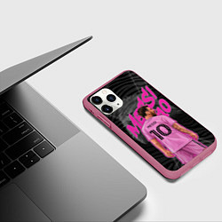 Чехол iPhone 11 Pro матовый Лионель Месси Интер Майами, цвет: 3D-малиновый — фото 2