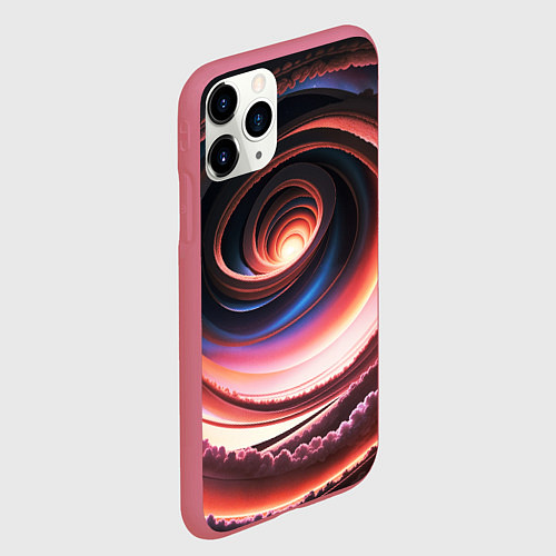 Чехол iPhone 11 Pro матовый Вихрь из звезд и облаков / 3D-Малиновый – фото 2