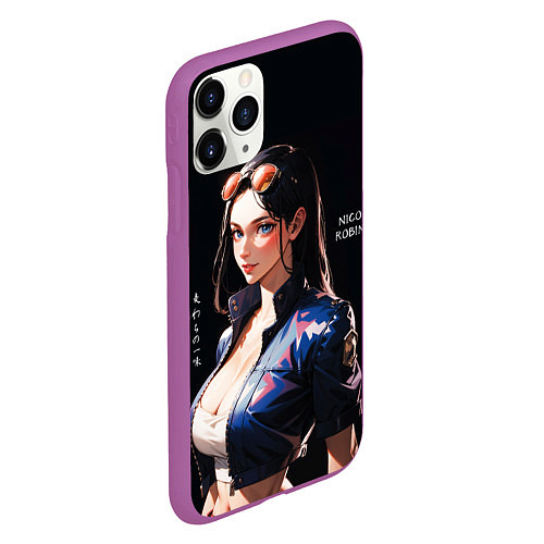 Чехол iPhone 11 Pro матовый Нико Робин с очками - One Piece / 3D-Фиолетовый – фото 2