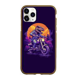 Чехол iPhone 11 Pro матовый Динозавр на мотоцикле, цвет: 3D-коричневый