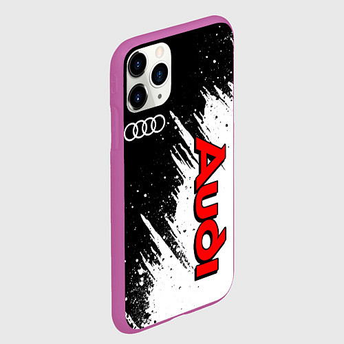 Чехол iPhone 11 Pro матовый Ауди - белые потертости / 3D-Фиолетовый – фото 2