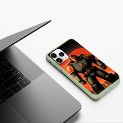 Чехол iPhone 11 Pro матовый Космический десантник ретро, цвет: 3D-салатовый — фото 2