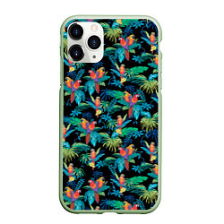 Чехол iPhone 11 Pro матовый Попугаи Макса Пэйна, цвет: 3D-салатовый