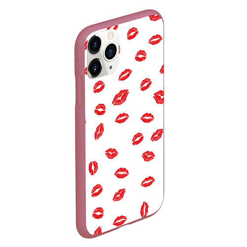 Чехол iPhone 11 Pro матовый Kiss / 3D-Малиновый – фото 2