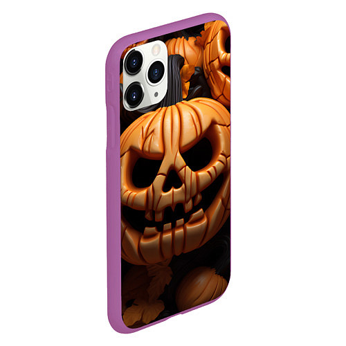 Чехол iPhone 11 Pro матовый Pumpkin Halloween / 3D-Фиолетовый – фото 2