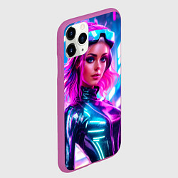 Чехол iPhone 11 Pro матовый Девушка в комбинезоне в неоновых тонах, цвет: 3D-фиолетовый — фото 2