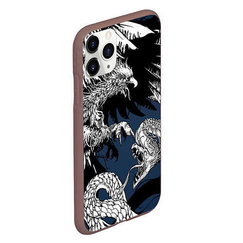 Чехол iPhone 11 Pro матовый Орёл против змеи / 3D-Коричневый – фото 2