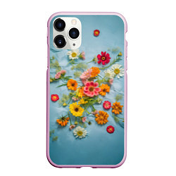 Чехол iPhone 11 Pro матовый Букет полевых цветов на ткани