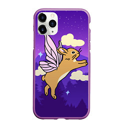 Чехол iPhone 11 Pro матовый Лунный кролик с крыльями, цвет: 3D-фиолетовый