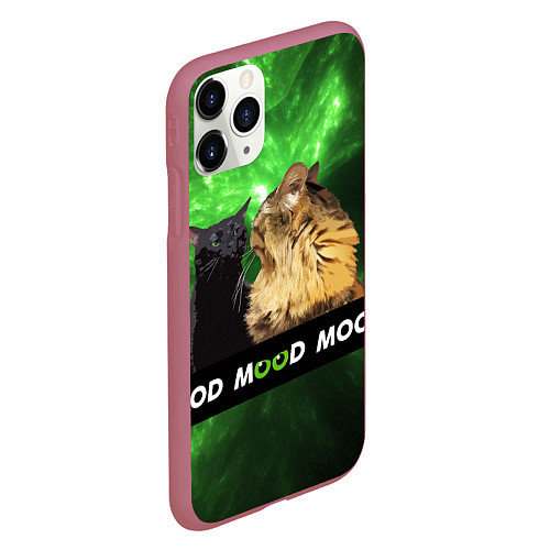 Чехол iPhone 11 Pro матовый Mood - коты из ТикТок / 3D-Малиновый – фото 2