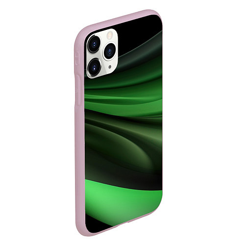 Чехол iPhone 11 Pro матовый Темная зеленая текстура / 3D-Розовый – фото 2