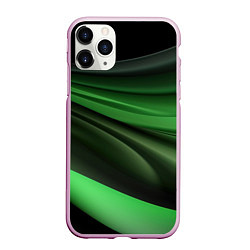 Чехол iPhone 11 Pro матовый Темная зеленая текстура, цвет: 3D-розовый