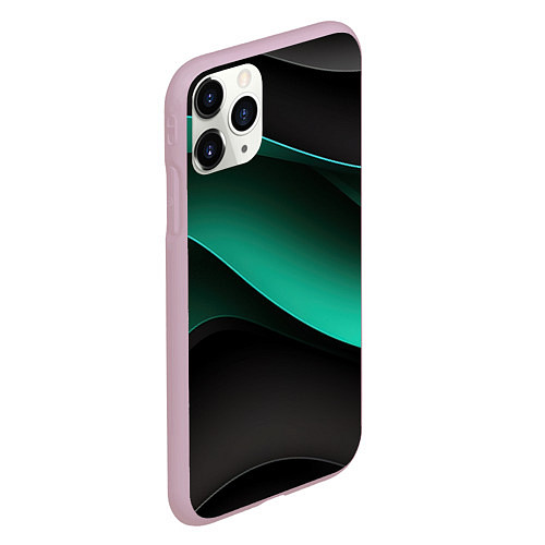 Чехол iPhone 11 Pro матовый Абстрактная зеленая текстура / 3D-Розовый – фото 2