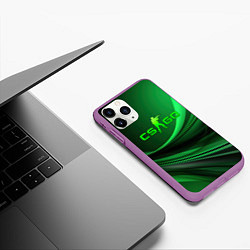 Чехол iPhone 11 Pro матовый CS GO green abstract, цвет: 3D-фиолетовый — фото 2