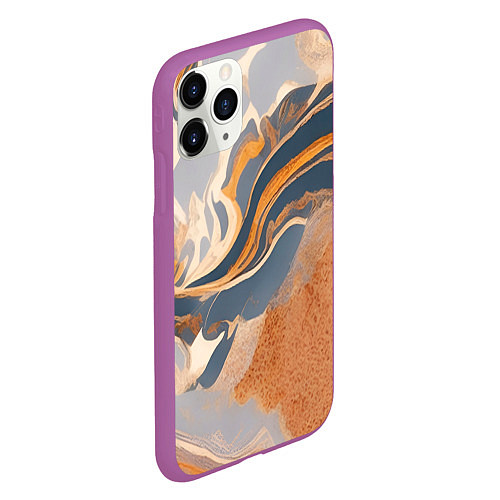 Чехол iPhone 11 Pro матовый Разноцветная яшма / 3D-Фиолетовый – фото 2