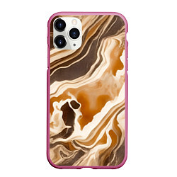 Чехол iPhone 11 Pro матовый Яшма серая, цвет: 3D-малиновый