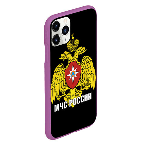 Чехол iPhone 11 Pro матовый МЧС России - герб / 3D-Фиолетовый – фото 2