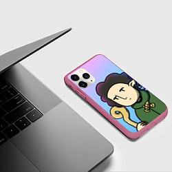 Чехол iPhone 11 Pro матовый Геймер Ямада, цвет: 3D-малиновый — фото 2