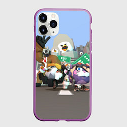 Чехол iPhone 11 Pro матовый Chicken Gun Skibibi: Гарибальди и Мурка, цвет: 3D-фиолетовый