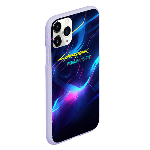 Чехол iPhone 11 Pro матовый Cyberpunk phantom logo neon / 3D-Светло-сиреневый – фото 2