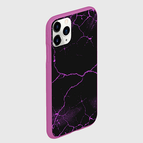 Чехол iPhone 11 Pro матовый Молнии - неон / 3D-Фиолетовый – фото 2