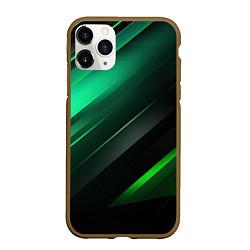 Чехол iPhone 11 Pro матовый Black green abstract, цвет: 3D-коричневый