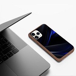 Чехол iPhone 11 Pro матовый Black blue background, цвет: 3D-коричневый — фото 2