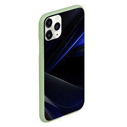 Чехол iPhone 11 Pro матовый Black blue background, цвет: 3D-салатовый — фото 2