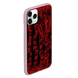 Чехол iPhone 11 Pro матовый Дракон и катана - иероглифы, цвет: 3D-розовый — фото 2