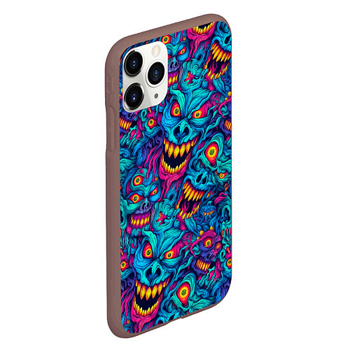 Чехол iPhone 11 Pro матовый Неоновые монстры - graffiti art style pattern / 3D-Коричневый – фото 2