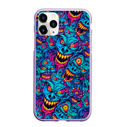 Чехол iPhone 11 Pro матовый Неоновые монстры - graffiti art style pattern