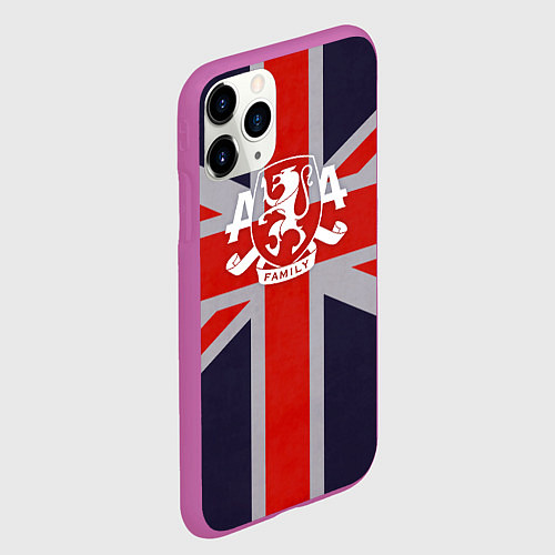 Чехол iPhone 11 Pro матовый Asking Alexandria британский флаг / 3D-Фиолетовый – фото 2