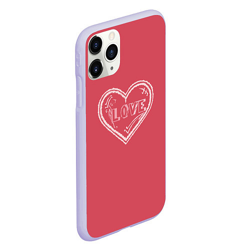 Чехол iPhone 11 Pro матовый Сердечко LOVE / 3D-Светло-сиреневый – фото 2