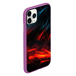 Чехол iPhone 11 Pro матовый Red black abstract, цвет: 3D-фиолетовый — фото 2