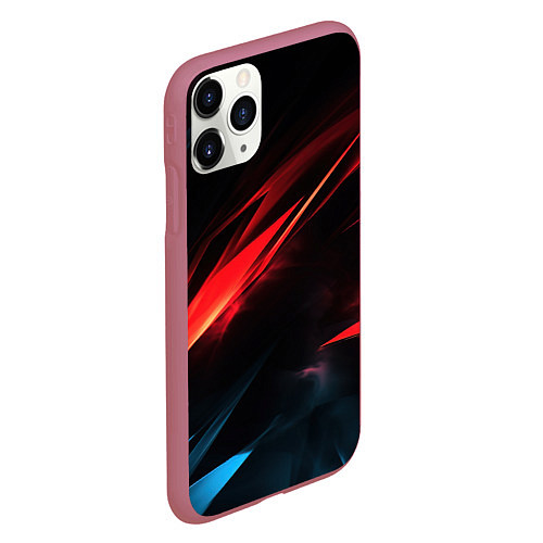 Чехол iPhone 11 Pro матовый Red black abstract / 3D-Малиновый – фото 2