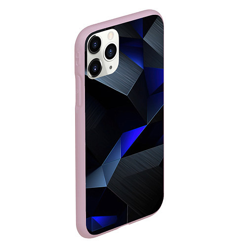 Чехол iPhone 11 Pro матовый Black blue abstract / 3D-Розовый – фото 2