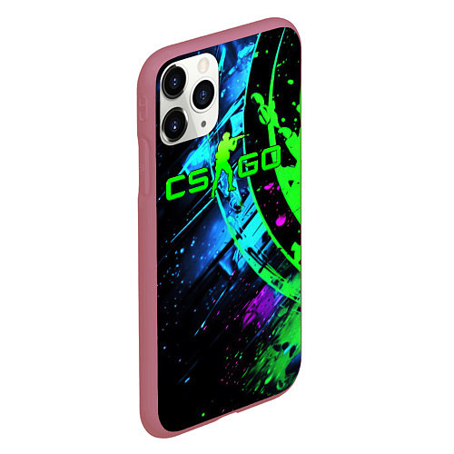 Чехол iPhone 11 Pro матовый CS GO green black style / 3D-Малиновый – фото 2