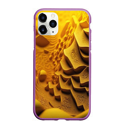 Чехол iPhone 11 Pro матовый Желтая объемная абстракция, цвет: 3D-фиолетовый