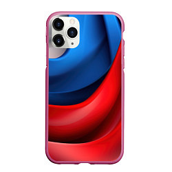 Чехол iPhone 11 Pro матовый Абстракция белый синий красный, цвет: 3D-малиновый