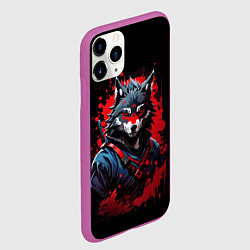 Чехол iPhone 11 Pro матовый Волк-самурай, цвет: 3D-фиолетовый — фото 2