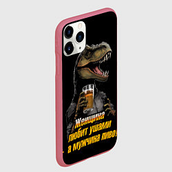 Чехол iPhone 11 Pro матовый Женщины любят ушами а мужчины пиво, цвет: 3D-малиновый — фото 2