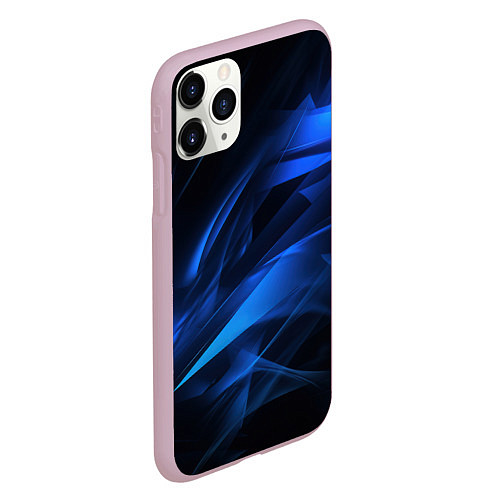 Чехол iPhone 11 Pro матовый Black blue texture / 3D-Розовый – фото 2