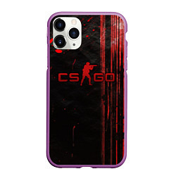 Чехол iPhone 11 Pro матовый CS GO black red brushes, цвет: 3D-фиолетовый