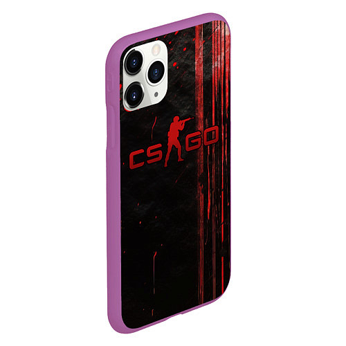 Чехол iPhone 11 Pro матовый CS GO black red brushes / 3D-Фиолетовый – фото 2