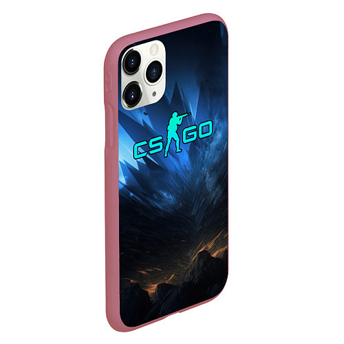 Чехол iPhone 11 Pro матовый CSGO blue logo / 3D-Малиновый – фото 2