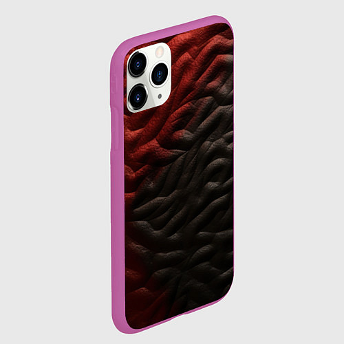 Чехол iPhone 11 Pro матовый Красно черная волнистая текстура / 3D-Фиолетовый – фото 2